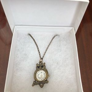 Owl clock necklace